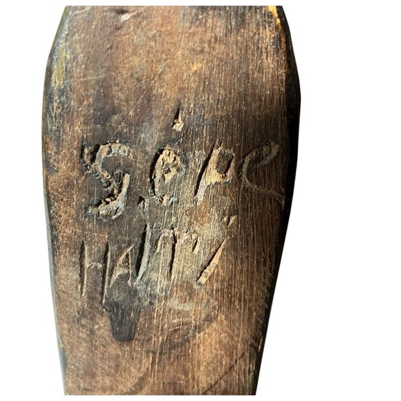 Vintage Hand Carved Wood Haitian Folk Art Religious Figure Signed Sepe 12" - Picture 6 of 7